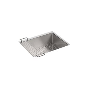 KOHLER Strive 24-in Stainless Steel 1 Bowl Undermount Kitchen Sink with Rack