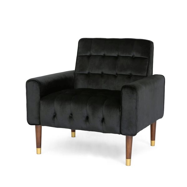 Flynama Mirod Black Comfy Arm Chair with Tufted Back