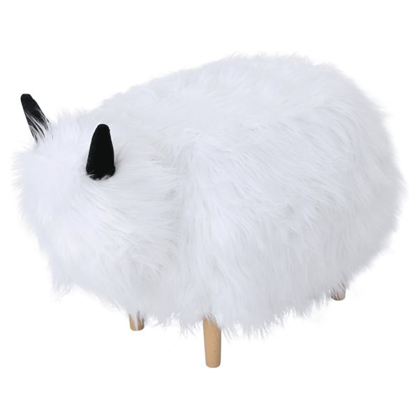 Flynama White Upholstered Yak Ottoman