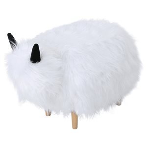 Flynama White Upholstered Yak Ottoman