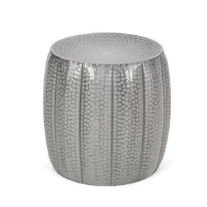 Flynama Silver Metal Drum End Table