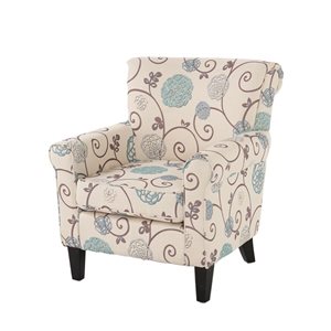 Flynama JASMINE White and Blue Club Chair