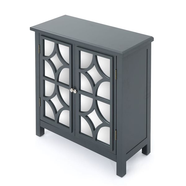 Flynama Charcoal Grey Firwood Mirror Finished Double Door Cabinet