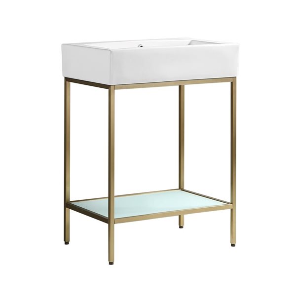 Swiss Madison Louis 24-in W Gold Freestanding Bathroom Vanity w/ Sink Top