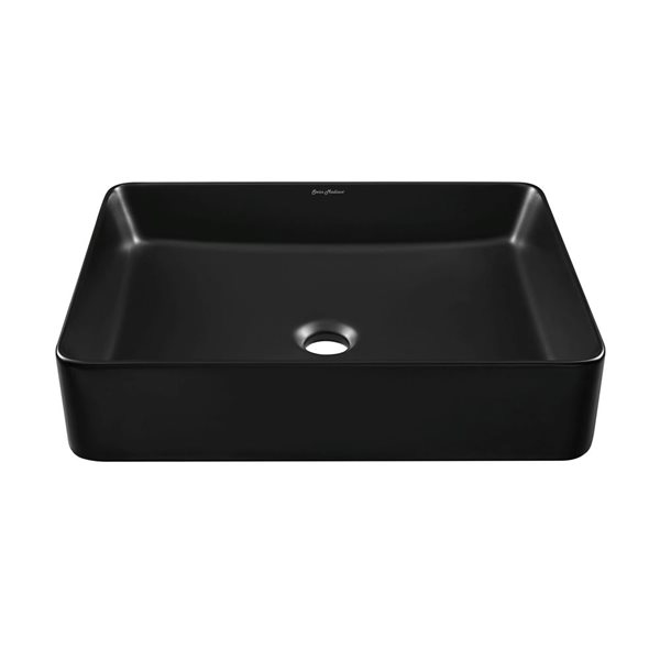 Swiss Madison Bastille Matte Black 16 L x 20-in W Ceramic Rectangle Vessel Bathroom Sink