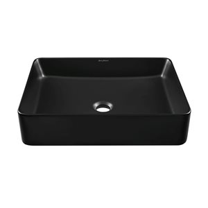 Swiss Madison Bastille Matte Black 16 L x 20-in W Ceramic Rectangle Vessel Bathroom Sink