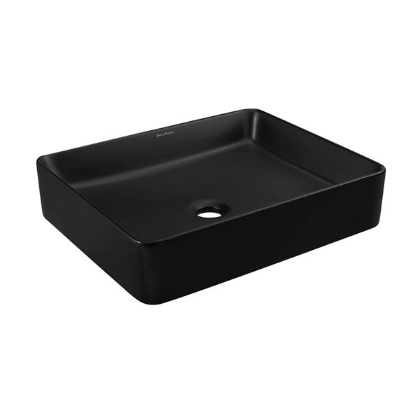 Swiss Madison Bastille Matte Black 16 L x 20-in W Ceramic Rectangle Vessel Bathroom Sink