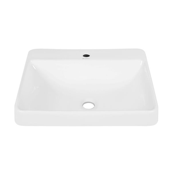 Swiss Madison Charme Glossy White 19 L x 23-in W Ceramic Rectangle Vessel Bathroom Sink