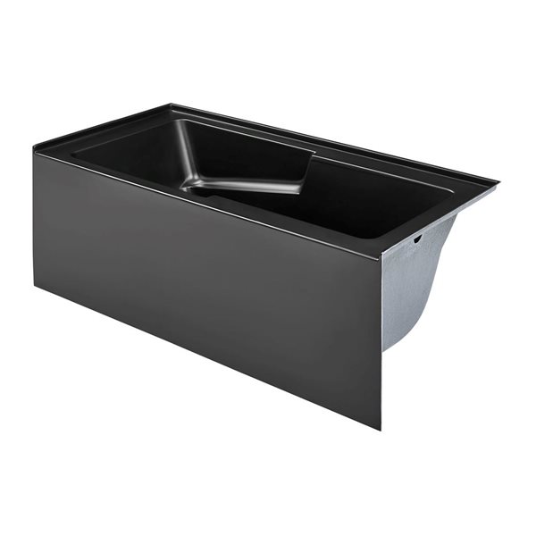 Swiss Madison Lausanne 60 W x 30-in L Matte Black Acrylic Alcove Skirted Right Drain Bathtub w/ Integrated Armrest