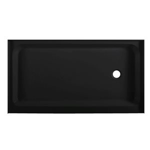 Swiss Madison Lausanne Glossy Black Acrylic 60 W x 36-in L Right Drain Shower Base