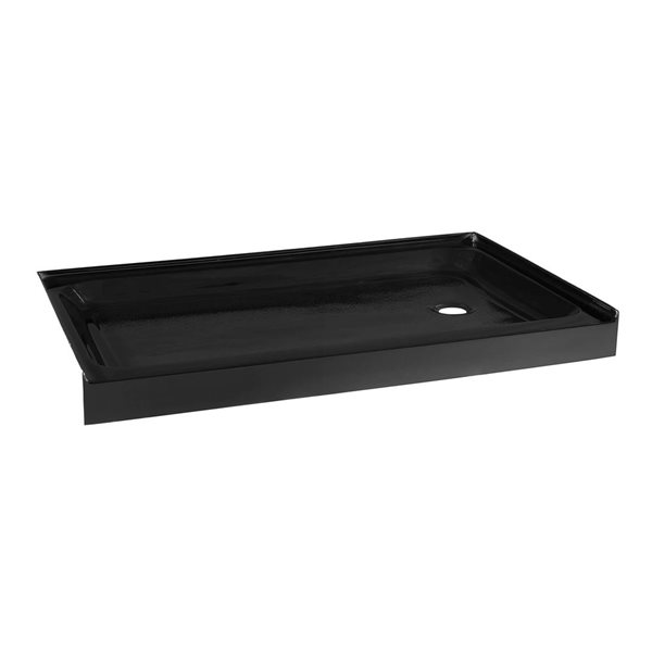 Swiss Madison Lausanne Glossy Black Acrylic 60 W x 36-in L Right Drain Shower Base