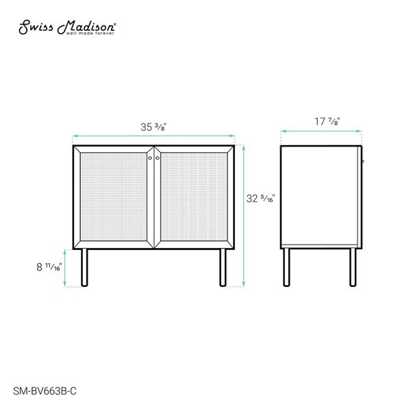 Swiss Madison Chaux 36-in W Black Oak Freestanding Bathroom Vanity Cabinet