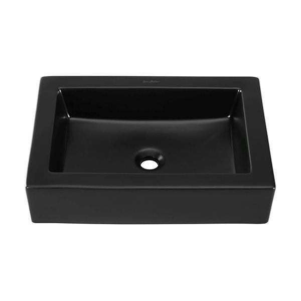 Swiss Madison Lausanne Matte Black 16 L x 23-in W Ceramic Rectangle Vessel Bathroom Sink