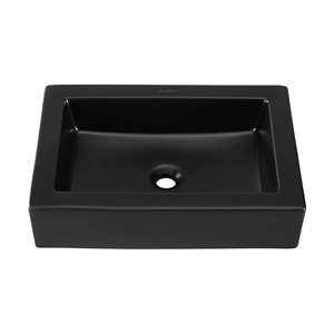 Swiss Madison Lausanne Matte Black 16 L x 23-in W Ceramic Rectangle Vessel Bathroom Sink