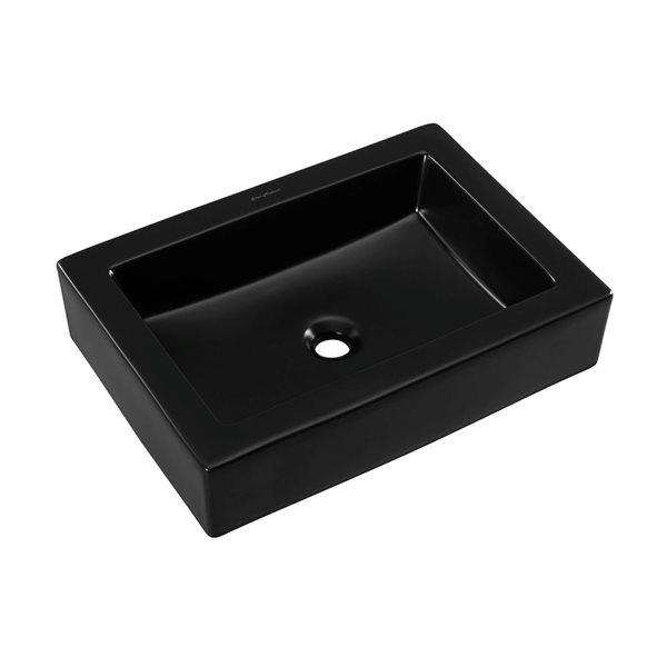 Swiss Madison Lausanne Matte Black 16 L x 23-in W Ceramic Rectangle Vessel Bathroom Sink