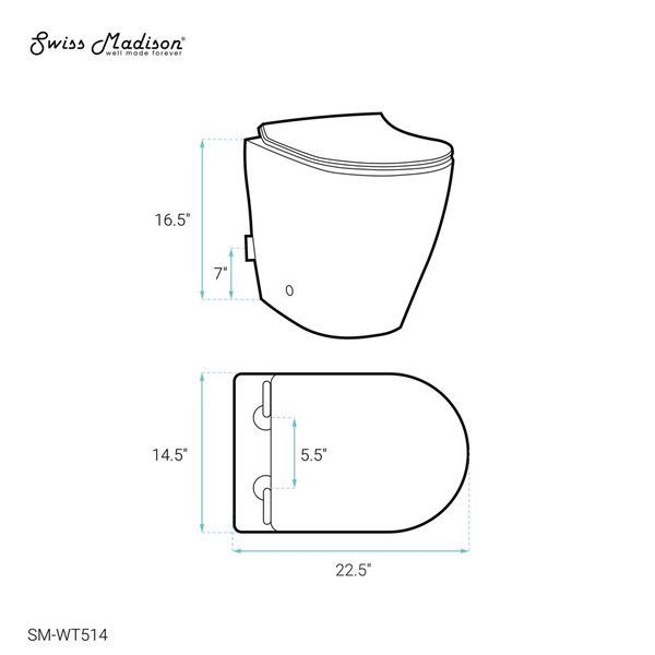 Swiss Madison Angers White Dual Elongated 16-in H Toilet Bowl