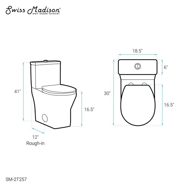 Swiss Madison Malta II White Dual Two-Piece Round 16.5-in H Toilet Bowl