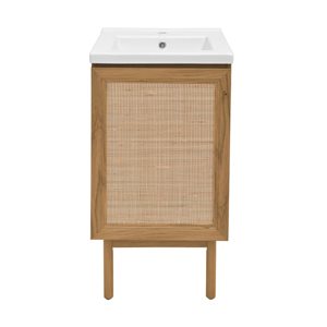 Meuble-lavabo Swiss Madison Chaux 18 po l. autoportant en chêne brun avec lavabo