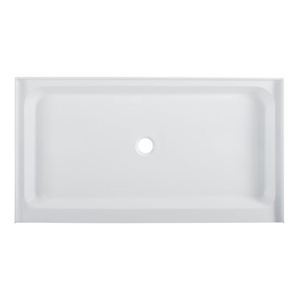 Swiss Madison Lausanne Glossy White Acrylic 60 W x 36-in L Centre Drain Shower Base