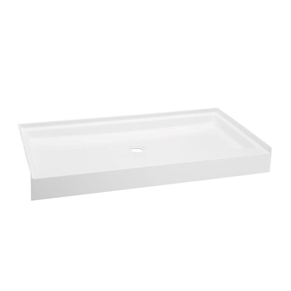 Swiss Madison Lausanne Glossy White Acrylic 60 W x 36-in L Centre Drain Shower Base