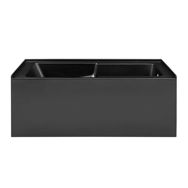 Swiss Madison Lausanne 60 W x 32-in L Matte Black Acrylic Alcove Skirted Right Drain Bathtub w/ Integrated Armrest