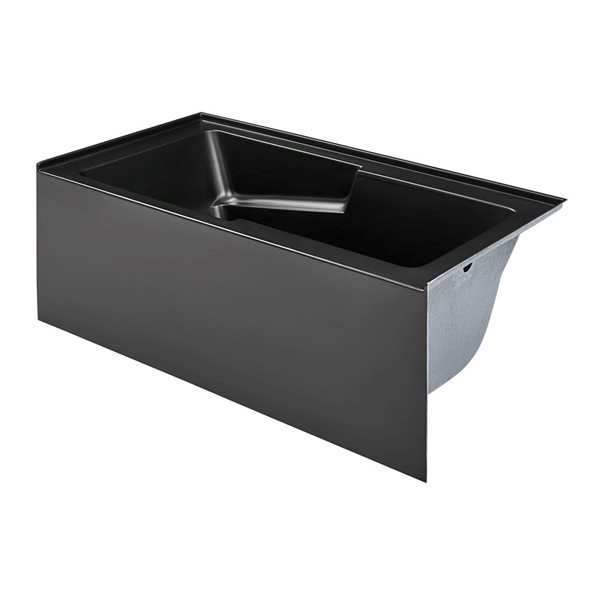 Swiss Madison Lausanne 60 W x 32-in L Matte Black Acrylic Alcove Skirted Right Drain Bathtub w/ Integrated Armrest