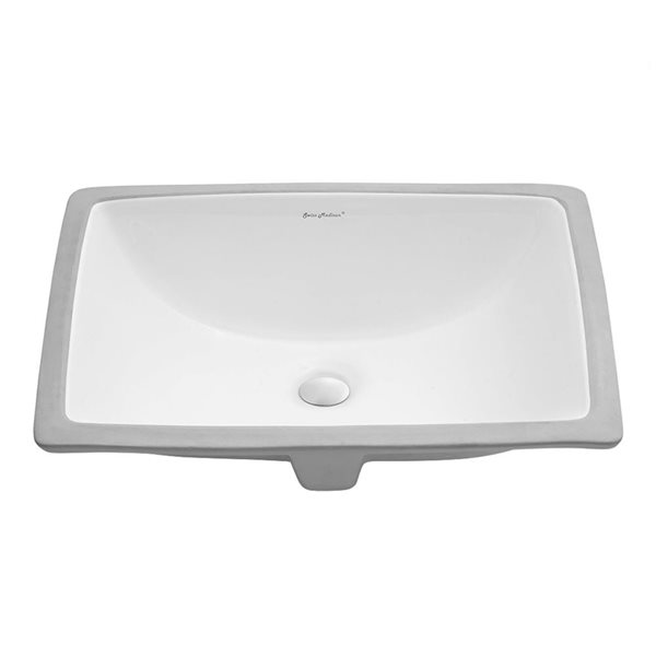 Swiss Madison Nantes Glossy White 15 L x 21-in W Ceramic Rectangle Undermount Bathroom Sink