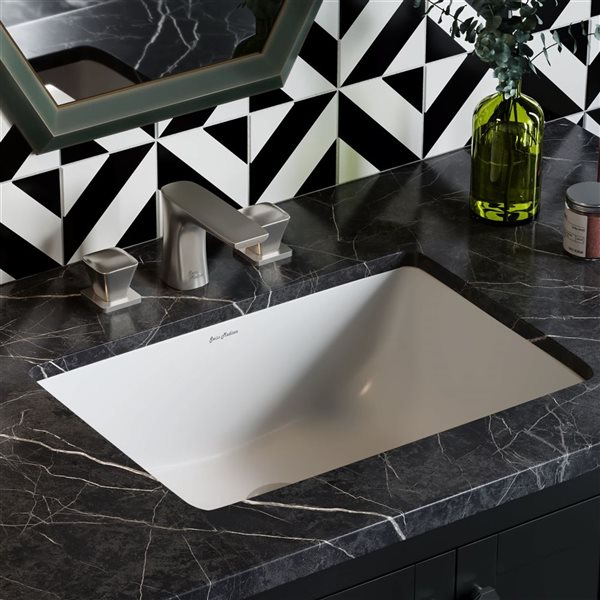 Swiss Madison Nantes Glossy White 15 L x 21-in W Ceramic Rectangle Undermount Bathroom Sink