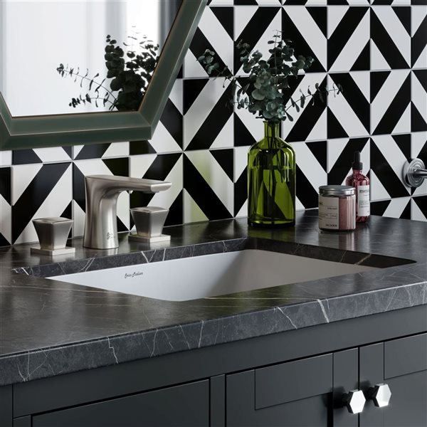 Swiss Madison Nantes Glossy White 15 L x 21-in W Ceramic Rectangle Undermount Bathroom Sink