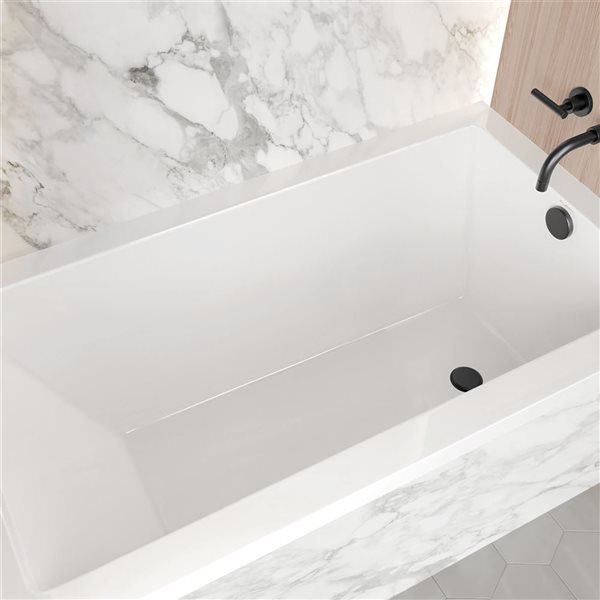 Swiss Madison Lausanne 54 W x 30-in L Glossy White Acrylic Alcove Right Drain Bathtub