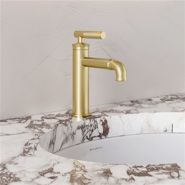 Swiss Madison Bordeaux Brushed Gold Single Lever Handle Deck Mount Bathroom Faucet