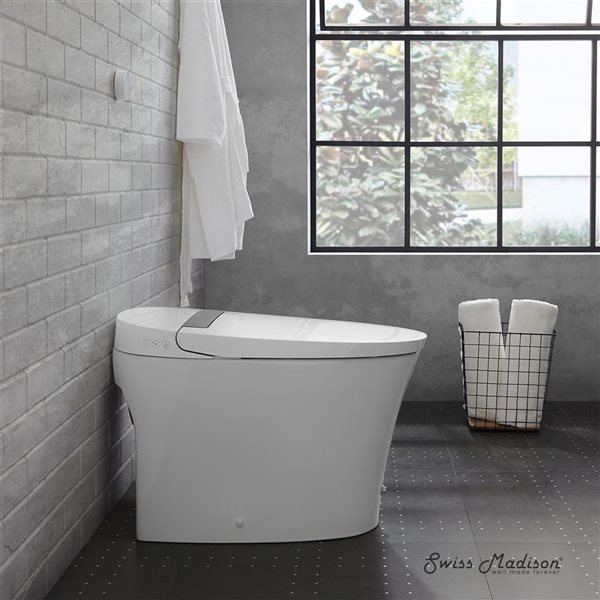 Swiss Madison Poitiers White Dual Tankless Elongated 18.5-in H Toilet Bowl