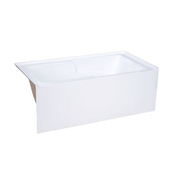 Swiss Madison Lausanne 60 W x 30-in L Glossy White Acrylic Alcove Skirted Left Drain Bathtub w/ Integrated Armrest