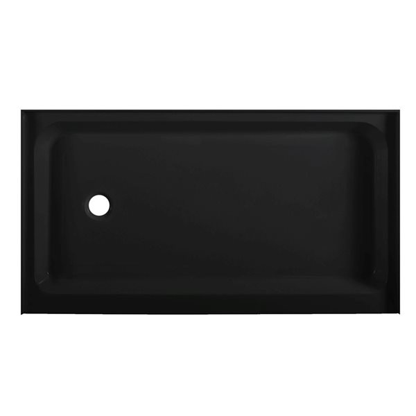 Swiss Madison Lausanne Glossy Black Acrylic 60 W x 36-in L Left Drain Shower Base