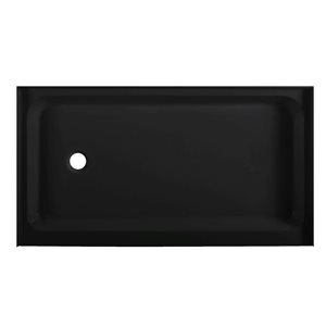 Swiss Madison Lausanne Glossy Black Acrylic 60 W x 36-in L Left Drain Shower Base