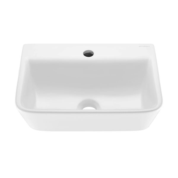 Swiss Madison Angers Glossy White 13 L x 18-in W Ceramic Rectangle Wall-Mounted Bathroom Sink