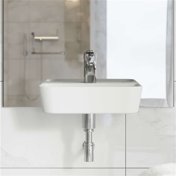 Swiss Madison Angers Glossy White 13 L x 18-in W Ceramic Rectangle Wall-Mounted Bathroom Sink