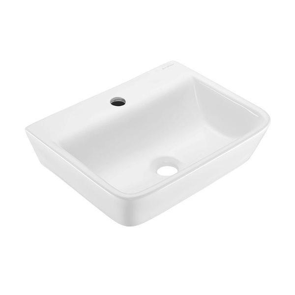 Swiss Madison Angers Glossy White 13 L x 18-in W Ceramic Rectangle Wall-Mounted Bathroom Sink