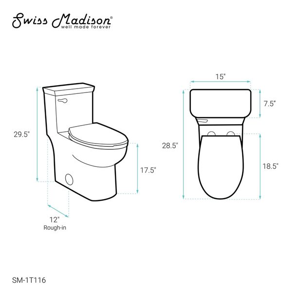 Swiss Madison Chaux White Single One-Piece Elongated 17.5-in H Toilet Bowl w/ Front Flush Handle