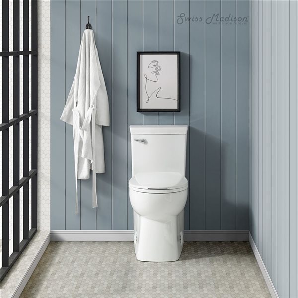 Swiss Madison Chaux White Single One-Piece Elongated 17.5-in H Toilet Bowl w/ Front Flush Handle