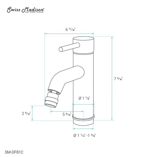 Swiss Madison Dieppe Chrome Vertical Spray Single-Handle Bidet Faucet