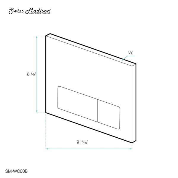 Swiss Madison Lorraine Matte Black Wall Flush Plate Actuator w/ Oval Buttons