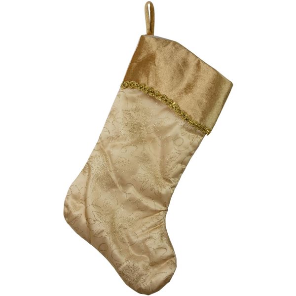 Northlight 20 H x 10.5-in W Gold Glittered Poinsettia Christmas Stocking