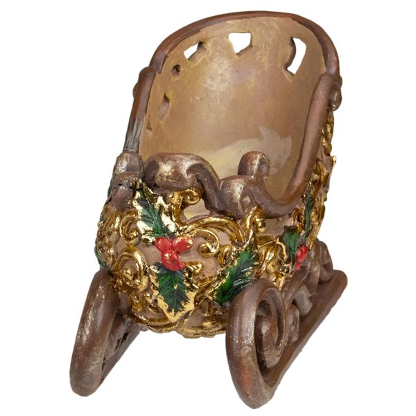 Northlight 6 H x 4 W x 8.75-in L Brown and Gold Polyresin Sleigh Tabletop Christmas Decoration