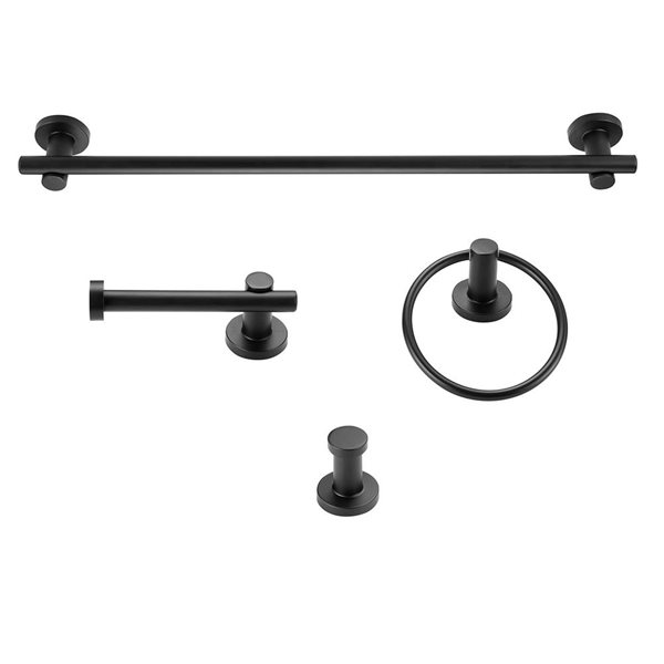 Globe Electric Napoli Matte Black Metal 4-Piece Bathroom Accessory Set ...