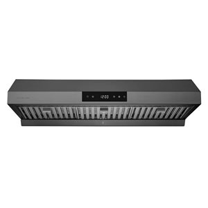 Hauslane 36-in Contemporary Undercabinet Range Hood with 3-Way Venting - Black Stainless Steel