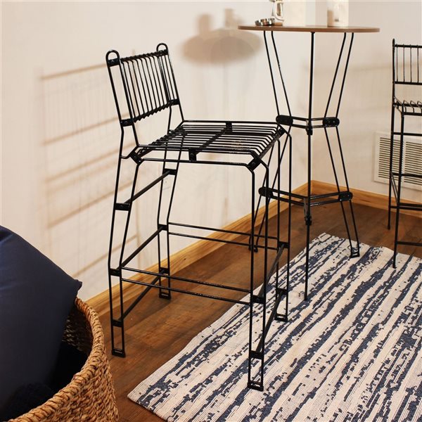 Sunnydaze Decor Black Indoor/Outdoor Steel Wire Bar Stool