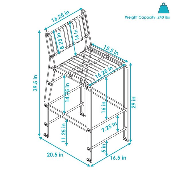 Sunnydaze Decor Black Indoor/Outdoor Steel Wire Bar Stool