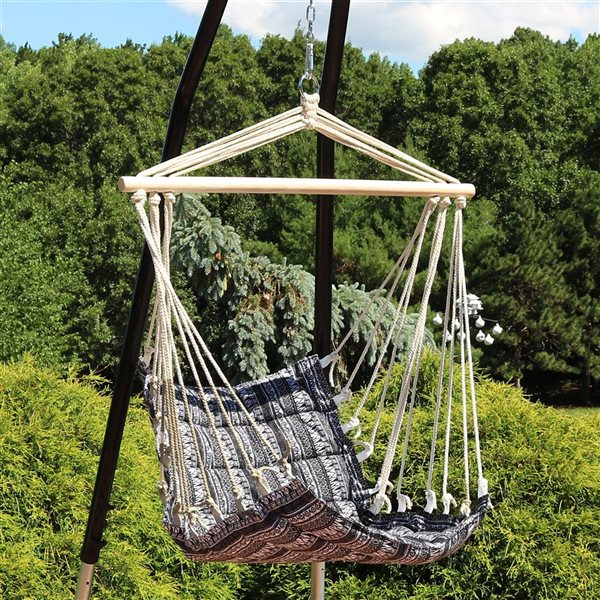 Sunnydaze Decor Black Padded Polyester Hammock Chair w/ Spreader Bar