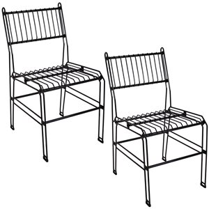 Sunnydaze Decor Set of 2 Black Indoor/Outdoor Steel Wire Dining Chairs